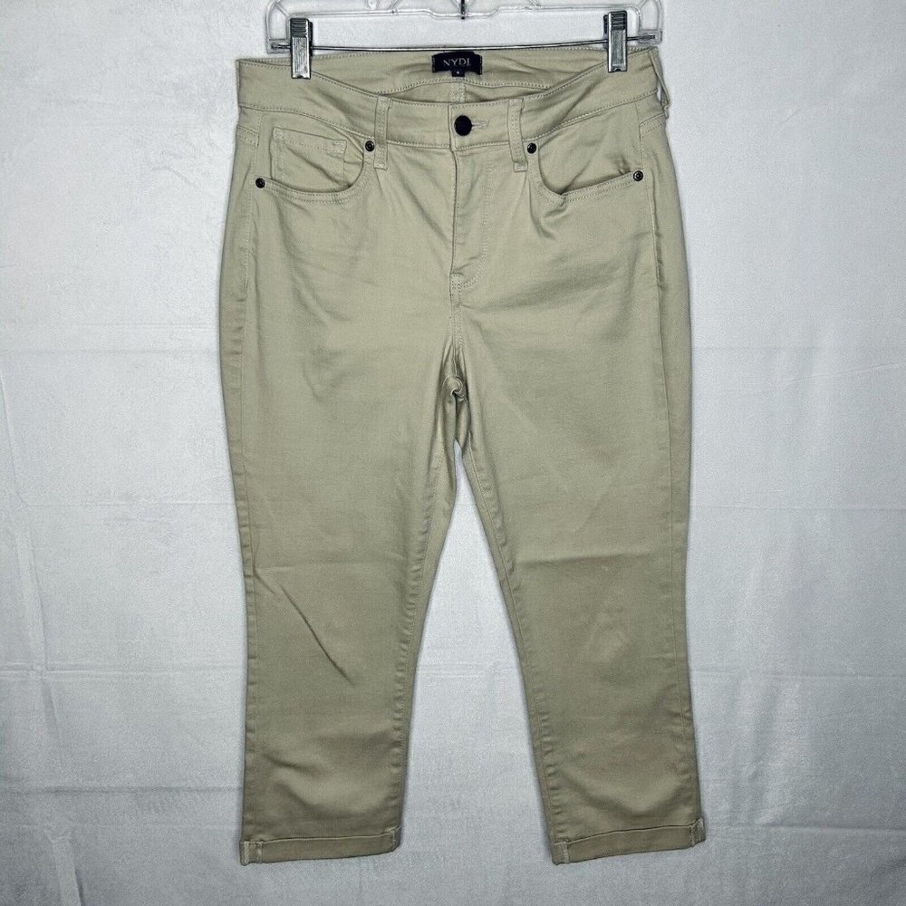 NYDJ Jeans Sz 6 (29x23) Crop) Tan Khaki Denim Lift Tuck Tech Stretchy Pants